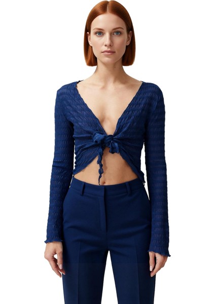 Moda V Yaka Örme Regular Düz Desen Casual Günlük Regular Uzun Kol Bluz fiyatları