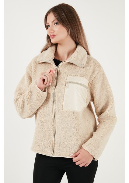 Regular Fit Klasik Yaka Göğüs Cep Detaylı Peluş Hırka Polar Bayan Polar 5866437 fırsatları