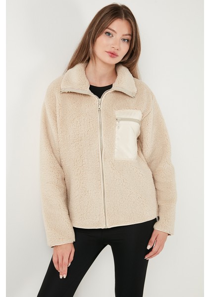 Regular Fit Klasik Yaka Göğüs Cep Detaylı Peluş Hırka Polar Bayan Polar 5866437 indirimleri