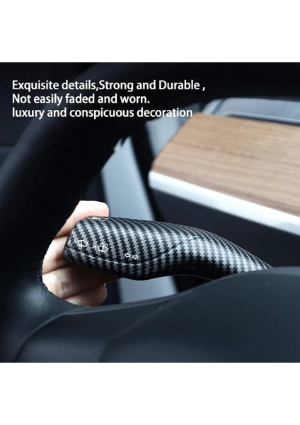 Tesla Model Y Için Uyumlu Vites - Silecek Kolu Kaplama Karbon Desenli modelleri