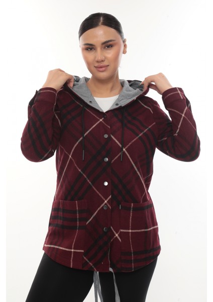 Büyük Beden Rahat Kalıp Kapüşonlu Oduncu Kadın Gömlek Hırka fiyatları