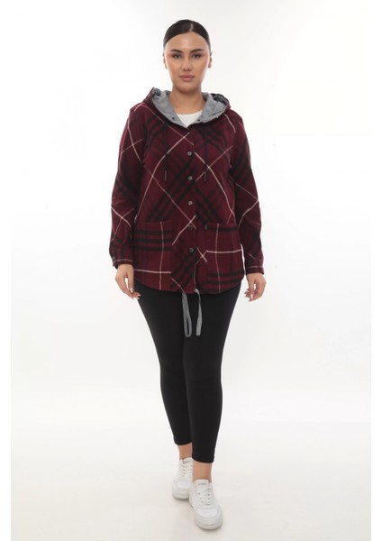 Büyük Beden Rahat Kalıp Kapüşonlu Oduncu Kadın Gömlek Hırka fırsatları