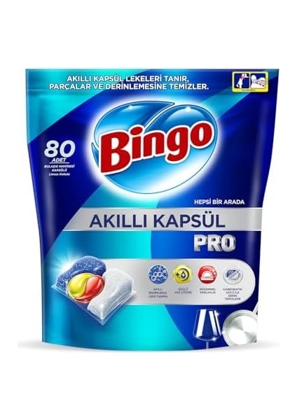 Bingo Akıllı Kapsül Pro Bulaşık Makinesi Deterjanı Tableti 80&apos;li modelleri