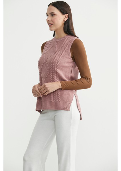 Etnik Motifli Kolsuz Triko Kazak - Gül fırsatları