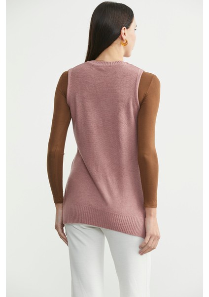 Etnik Motifli Kolsuz Triko Kazak - Gül indirimleri