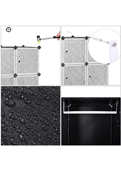 2 Askılı, Modüler Kombinasyon Dolabı, Yerden Tasarruf Sağlayan Vidasız Raf Sistemi, 143 x 36 x 178 Cm, Siyah LPC30H fiyatları