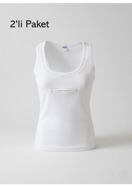 Kadın Atlet Cepli Fermuarlı Hac-Umre Seyahat Amaçlı 2'li Avantajlı Paket Pamuklu Cotton Beyaz fiyatları