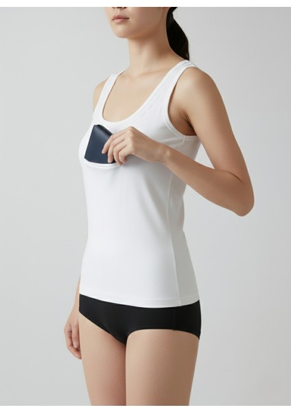 Kadın Atlet Cepli Fermuarlı Hac-Umre Seyahat Amaçlı 2'li Avantajlı Paket Pamuklu Cotton Beyaz modelleri