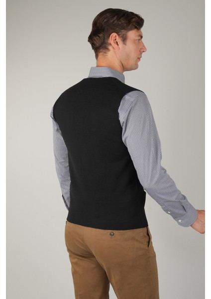 Siyah Düz Triko Yün Erkek Yelek TRYL24K24203_D99 fiyatları