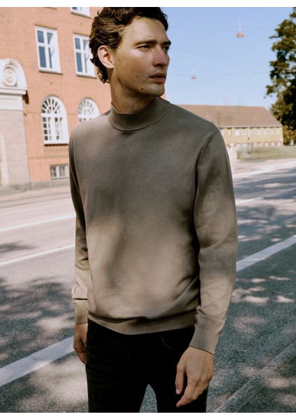 Yarım Italyan Yaka Standart Vizon Erkek Kazak ACE043261438_VIZ