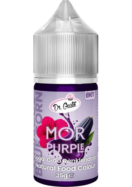 Likit Mor Doğal Gıda Boyası 35 G – Bitkisel Kaynaklı, Pasta ve Tatlılar Için Katkısız Sıvı Renk Boyası