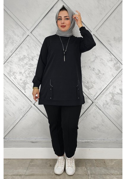 Kadın Kolye Detaylı Taşlı Tesettür Tunik modelleri