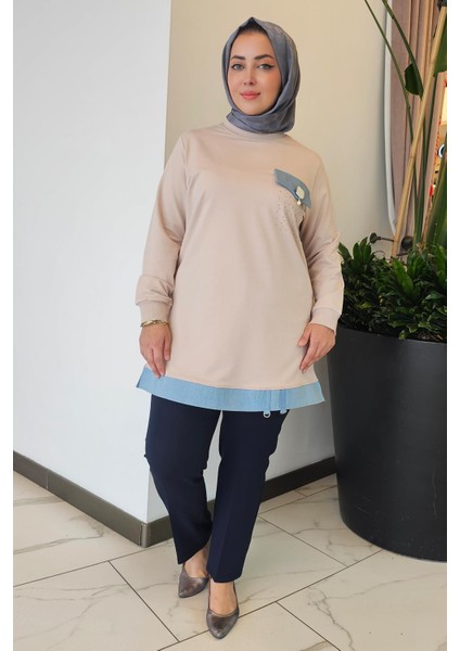 Kadın Broş ve Kombin Detaylı Tesettür Tunik