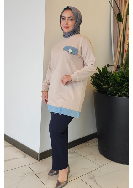 Kadın Broş ve Kombin Detaylı Tesettür Tunik fiyatları