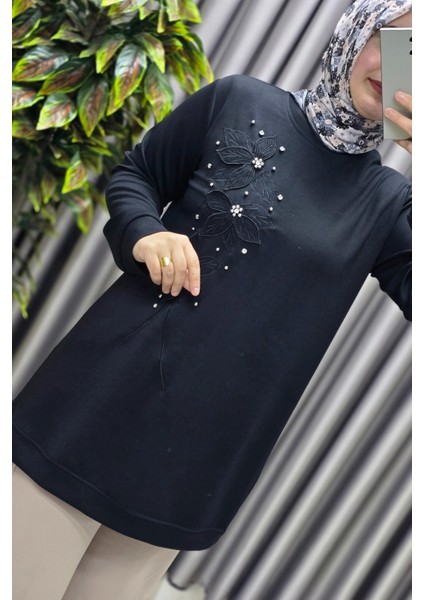 Kadın Giyim Büyük Beden Modal Çiçek Aplik Tunik fiyatları