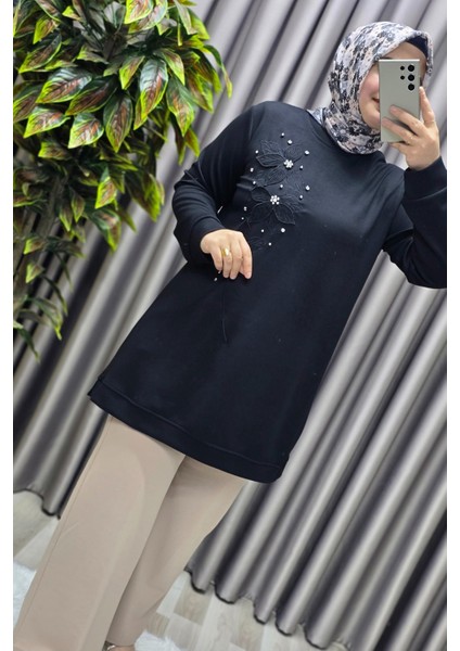 Kadın Giyim Büyük Beden Modal Çiçek Aplik Tunik fırsatları