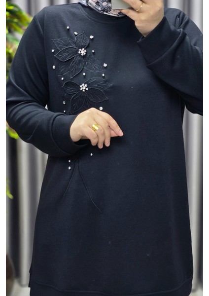 Kadın Giyim Büyük Beden Modal Çiçek Aplik Tunik indirimleri