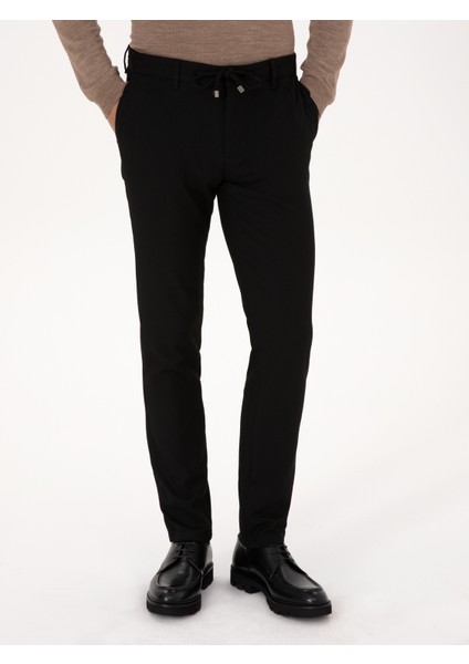 Erkek Siyah Slim Fit Beli Bağcıklı Kanvas Pantolon 50308731-VR046 fiyatları