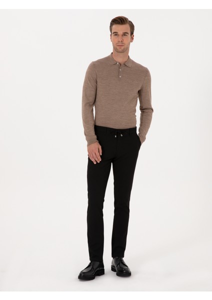 Erkek Siyah Slim Fit Beli Bağcıklı Kanvas Pantolon 50308731-VR046 modelleri