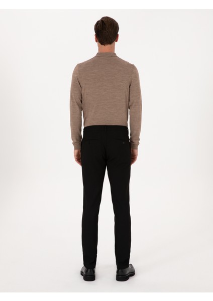 Erkek Siyah Slim Fit Beli Bağcıklı Kanvas Pantolon 50308731-VR046 fırsatları