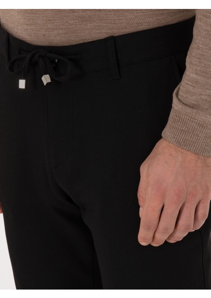 Erkek Siyah Slim Fit Beli Bağcıklı Kanvas Pantolon 50308731-VR046 indirimleri