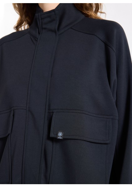 Kapüşon Yaka Düz Siyah Kadın Sweatshırt J5WL-SWT7148 fırsatları