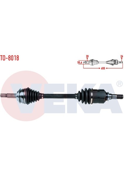 VEKA-TO-8018 - Komple Aks Sol On Toyota Yarıs (P9) 1.4 D-4d M-T Uzunluk 655MM 2006-2010