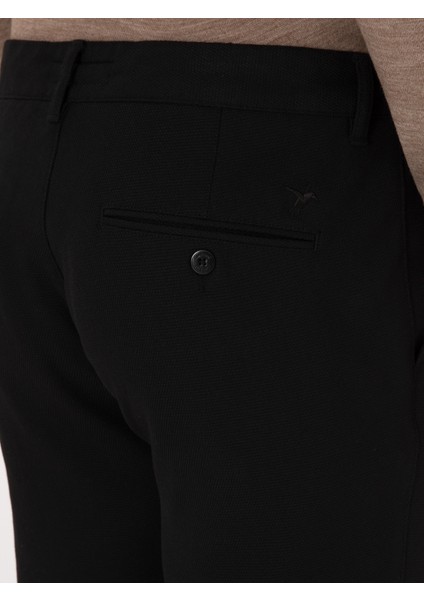 Erkek Siyah Slim Fit Beli Bağcıklı Kanvas Pantolon 50308731-VR046