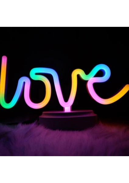 Buğz Neon Işıklı Love Yazılı Masa Gece Lambası