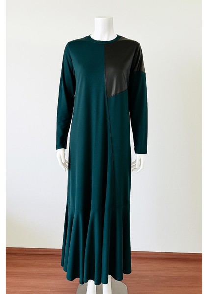 Eteği Fırfırlı Uzun Elbise