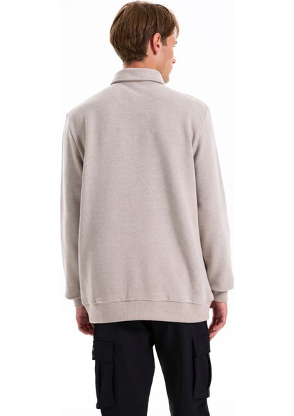 Polo Yaka Düz Koyu Bej Erkek Sweatshırt J5WM-SWT7223 indirimleri