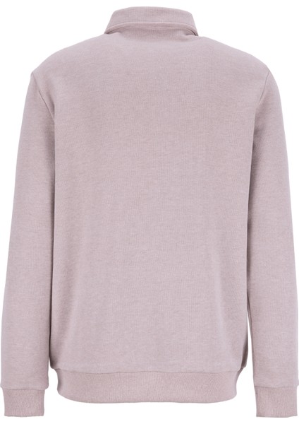 Polo Yaka Düz Koyu Bej Erkek Sweatshırt J5WM-SWT7223