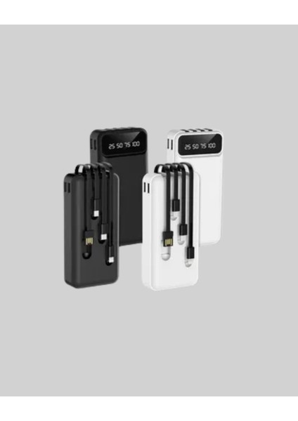 LED Işıklı 20.000MAH Powerbank LCD Gösterge Dahili Çoklu Kablo indirimleri