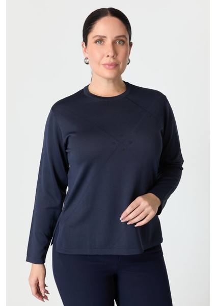 Büyük Beden Yuvarlak Yaka Triko Kazak-Lacı modelleri