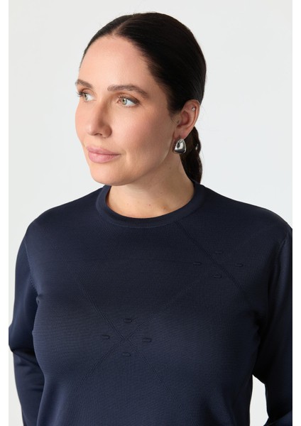 Büyük Beden Yuvarlak Yaka Triko Kazak-Lacı indirimleri