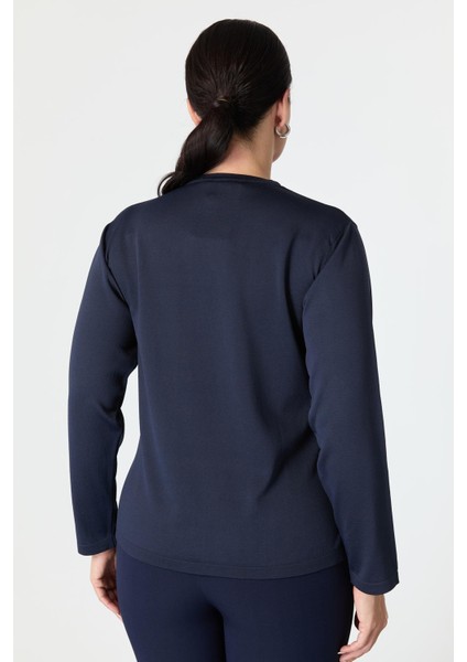 Büyük Beden Yuvarlak Yaka Triko Kazak-Lacı