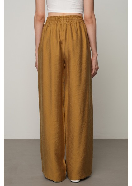 Kadın Düz Renk Beli Lastikli Bol Paça Pantolon fırsatları