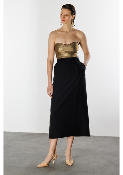 Yandan Yırtmaçlı Hürrem Etek-Siyah modelleri