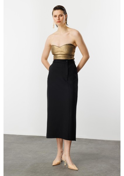 Yandan Yırtmaçlı Hürrem Etek-Siyah fırsatları