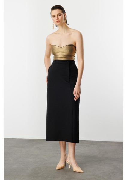 Yandan Yırtmaçlı Hürrem Etek-Siyah indirimleri