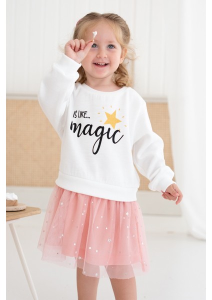 Kız Çocuk Sweatshirt Tütü Etek Elbise Yıldız