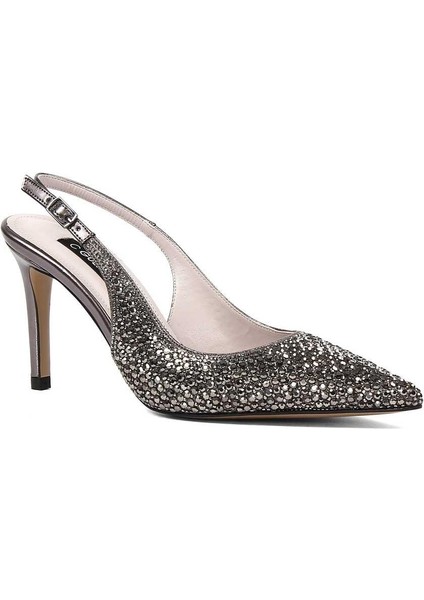 Kadın Platin Taşlı İnce Topuklu Abiye Ayakkabı modelleri