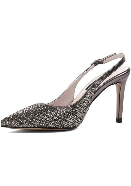 Kadın Platin Taşlı İnce Topuklu Abiye Ayakkabı fırsatları