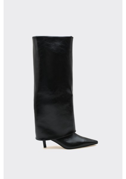 Bessa Siyah Vegan Suni Deri Çizme