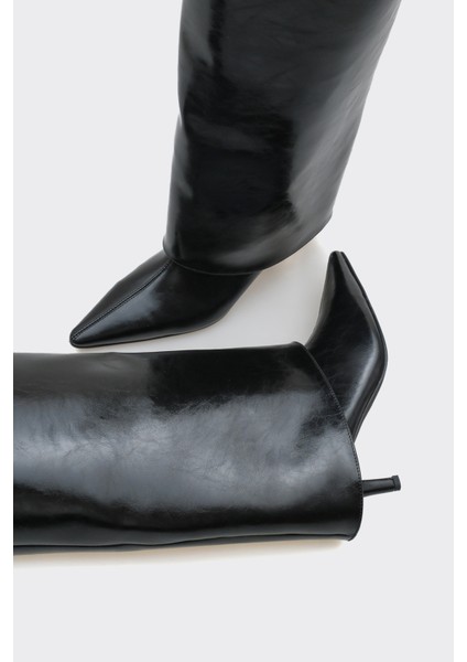 Bessa Siyah Vegan Suni Deri Çizme indirimleri