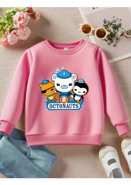 Punıx Kıds Octonauts Baskılı Yüksek Kalite Kışlık Kalın 3 Iplik Bisiklet Yaka Kız Çocuk Sweatshırt