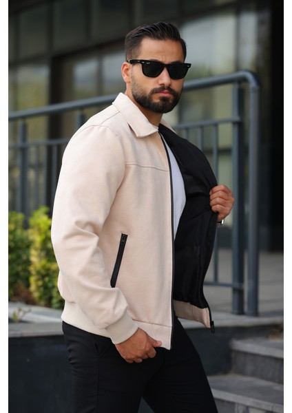 Erkek Polo Yakalı Mevsimlik Astarlı Süet Ceket modelleri