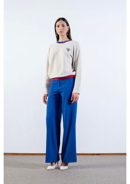 Gerbina Yüksek Bel Bol Paça Pantolon Saks