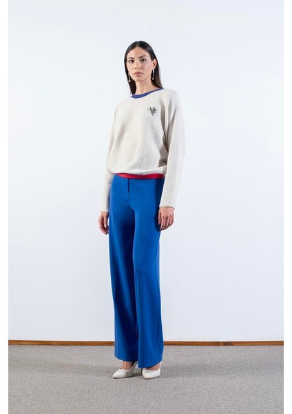 Gerbina Yüksek Bel Bol Paça Pantolon Saks fiyatları