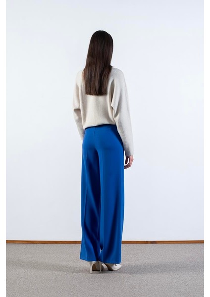 Gerbina Yüksek Bel Bol Paça Pantolon Saks fırsatları